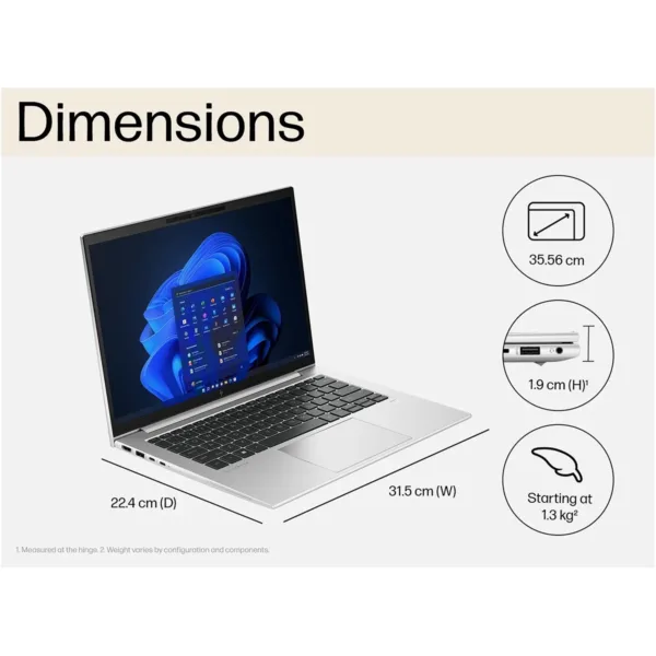 EliteBook 845 G10 Laptop Picture Showing Dimensions