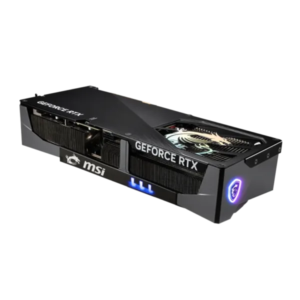 MSI 5090 GAMING TRIO OC Graphics Card with MSI RGB Logo and Displaying Exhaust