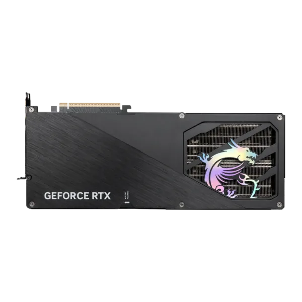 Back view of Black MSI 5090 GAMING TRIO OC Graphics Card