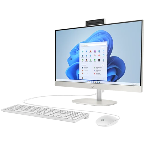 All-in-One 24-cr0011l Desktop PC Side View with Wired Mouse & Keyboards