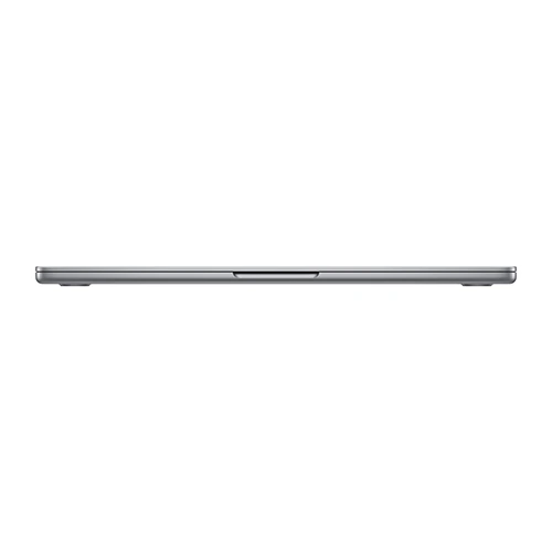 Front view of a silver MacBook Air laptop, showcasing its sleek and minimal design.