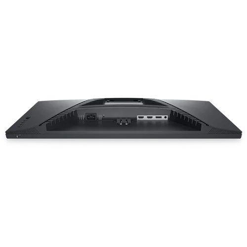 Side view of a black Dell gaming monitor, showcasing its connectivity ports
