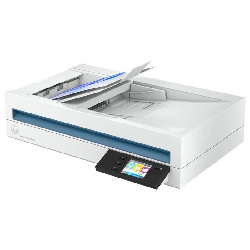 HP ScanJet Pro N4600 FNW1 Flatbed Scanner - 600 dpi, 100-Sheet Feeder, 6000 Pages Duty Cycle, Wi-Fi/USB/Ethernet, White Color