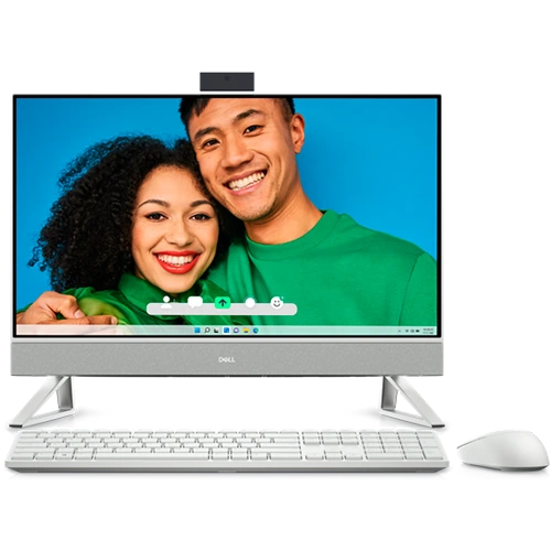 A silver Dell all-in-one desktop computer with a sleek, minimalist design.