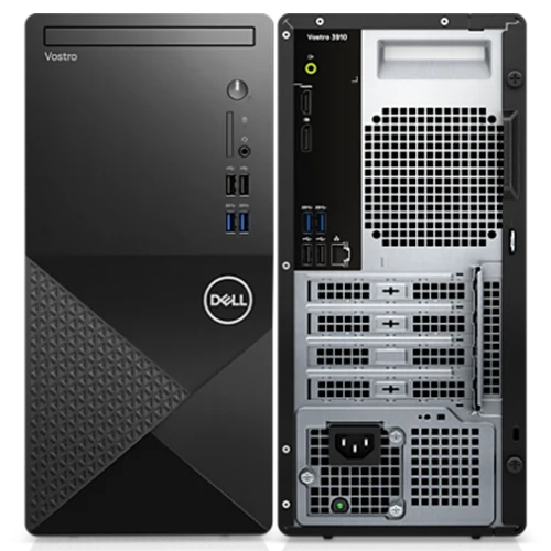Dell Vostro 3910 Front and Back View with Power Button, Ports and Dell Logo