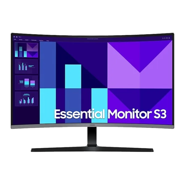 Samsung Essential S3 32-Inch Curved VA Monitor – FHD, 100Hz, 4ms GtG, Eye Saver Mode, Flicker-Free, 16.7M Colors, Black
