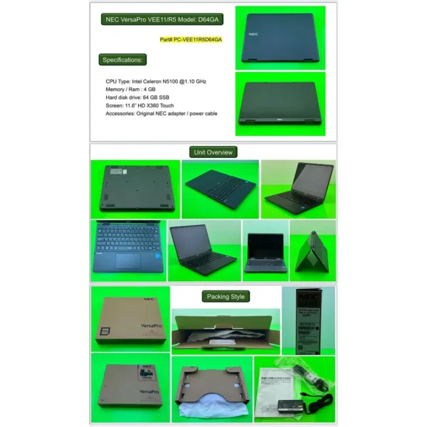 VersaPro VEE11/R5 Laptop Different Views