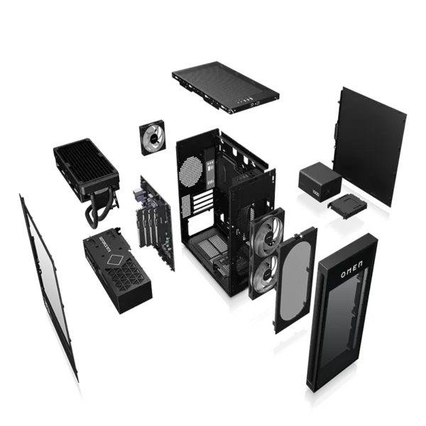 Omen 35L Black Gaming PC Displaying Different PC Parts