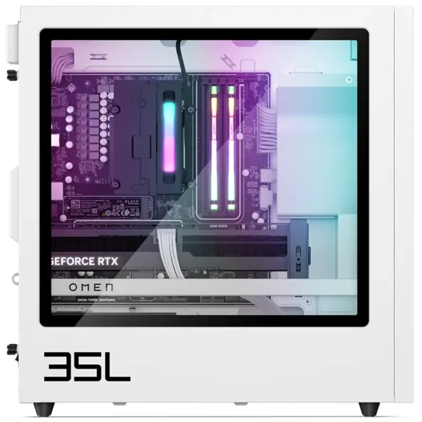 Omen 35L Gaming PC tempered Glass to showing PC Components