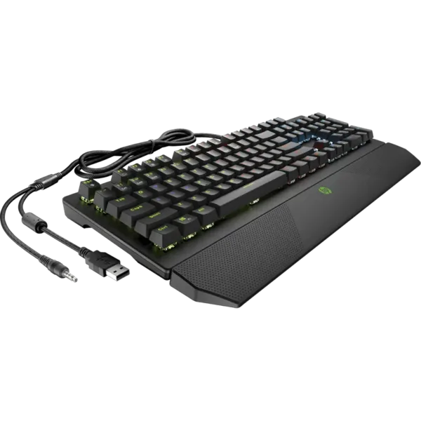 Pavilion 800 Wired Gaming Keyboard Side view with Dual function Cable