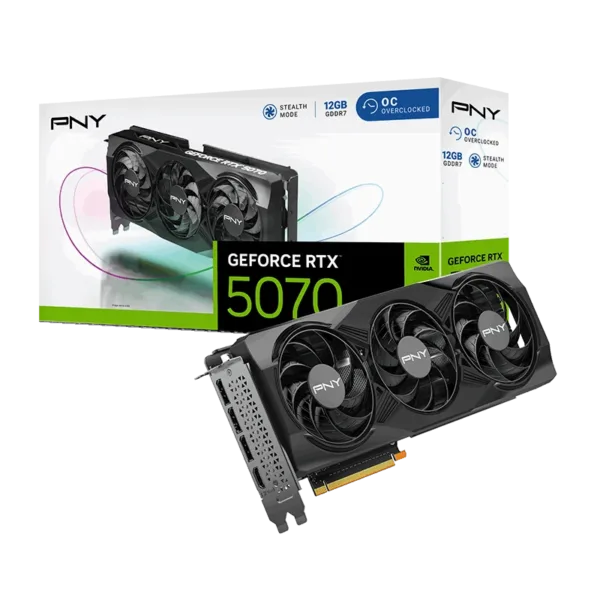 PNY GeForce RTX 5070 OC Triple Fan Graphics Card – Overclocked GPU for Gaming & Performance