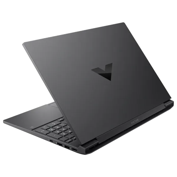 Rare view with Victus logo of Victus 15-FA1082WM Gaming Laptop